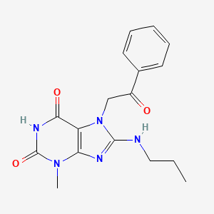 molecular formula C17H19N5O3 B2873285 3-甲基-7-(2-氧代-2-苯乙基)-8-(丙氨基)-1H-嘌呤-2,6(3H,7H)-二酮 CAS No. 887883-29-6