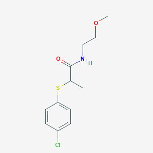 molecular formula C12H16ClNO2S B2873289 2-(4-Chlorophenylthio)-N-(2-methoxyethyl)propanamide CAS No. 357212-01-2