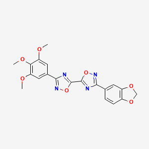 molecular formula C20H16N4O7 B2873294 3-(1,3-Benzodioxol-5-yl)-3'-(3,4,5-trimethoxyphenyl)-5,5'-bi-1,2,4-oxadiazole CAS No. 1775535-60-8