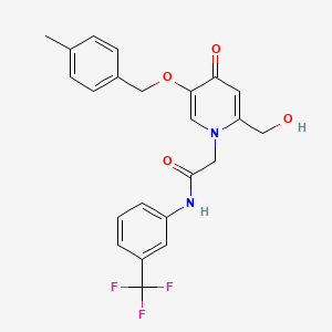 molecular formula C23H21F3N2O4 B2873295 2-(2-(羟甲基)-5-((4-甲基苄基)氧基)-4-氧代吡啶-1(4H)-基)-N-(3-(三氟甲基)苯基)乙酰胺 CAS No. 941993-22-2