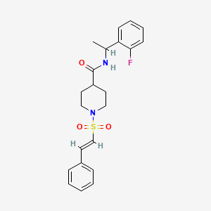 molecular formula C22H25FN2O3S B2873303 N-[1-(2-fluorophenyl)ethyl]-1-[(E)-2-phenylethenyl]sulfonylpiperidine-4-carboxamide CAS No. 1182466-83-6