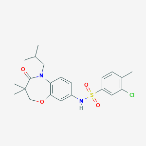 molecular formula C22H27ClN2O4S B2873309 3-chloro-N-(5-isobutyl-3,3-dimethyl-4-oxo-2,3,4,5-tetrahydrobenzo[b][1,4]oxazepin-8-yl)-4-methylbenzenesulfonamide CAS No. 921998-38-1