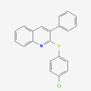 molecular formula C21H14ClNS B2873313 2-[(4-Chlorophenyl)sulfanyl]-3-phenylquinoline CAS No. 339013-77-3