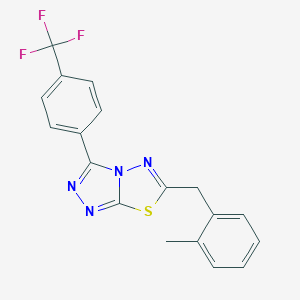 molecular formula C18H13F3N4S B287332 6-(2-Methylbenzyl)-3-[4-(trifluoromethyl)phenyl][1,2,4]triazolo[3,4-b][1,3,4]thiadiazole 