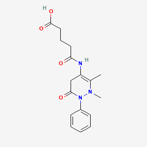 molecular formula C17H21N3O4 B2873332 5-[(2,3-Dimethyl-6-oxo-1-phenyl-1,2,5,6-tetrahydropyridazin-4-yl)amino]-5-oxopentanoic acid CAS No. 2109499-77-4