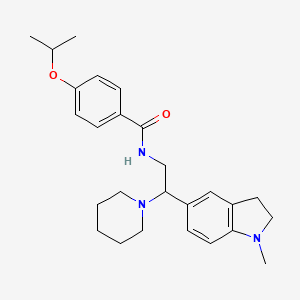 molecular formula C26H35N3O2 B2873338 4-isopropoxy-N-(2-(1-methylindolin-5-yl)-2-(piperidin-1-yl)ethyl)benzamide CAS No. 922016-33-9