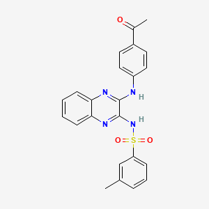 molecular formula C23H20N4O3S B2873341 N-[3-(4-acetylanilino)quinoxalin-2-yl]-3-methylbenzenesulfonamide CAS No. 571152-34-6