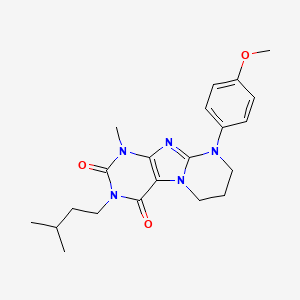 molecular formula C21H27N5O3 B2873345 9-(4-methoxyphenyl)-1-methyl-3-(3-methylbutyl)-7,8-dihydro-6H-purino[7,8-a]pyrimidine-2,4-dione CAS No. 845983-77-9