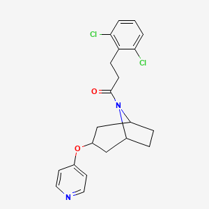 molecular formula C21H22Cl2N2O2 B2873353 3-(2,6-dichlorophenyl)-1-((1R,5S)-3-(pyridin-4-yloxy)-8-azabicyclo[3.2.1]octan-8-yl)propan-1-one CAS No. 2109373-66-0