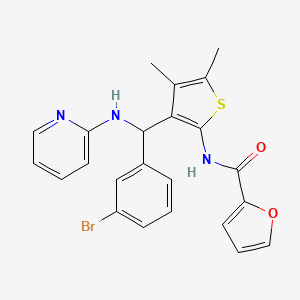 molecular formula C23H20BrN3O2S B2873361 N-{3-[(3-bromophenyl)[(pyridin-2-yl)amino]methyl]-4,5-dimethylthiophen-2-yl}furan-2-carboxamide CAS No. 622804-26-6