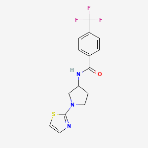 molecular formula C15H14F3N3OS B2873371 N-(1-(thiazol-2-yl)pyrrolidin-3-yl)-4-(trifluoromethyl)benzamide CAS No. 1797861-31-4