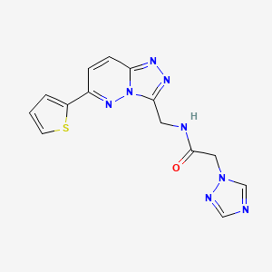 molecular formula C14H12N8OS B2873377 N-((6-(thiophen-2-yl)-[1,2,4]triazolo[4,3-b]pyridazin-3-yl)methyl)-2-(1H-1,2,4-triazol-1-yl)acetamide CAS No. 1903156-67-1