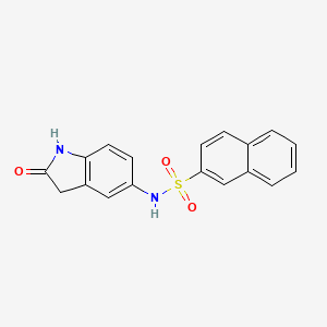 molecular formula C18H14N2O3S B2873392 N-(2-氧代吲哚林-5-基)萘-2-磺酰胺 CAS No. 921773-24-2