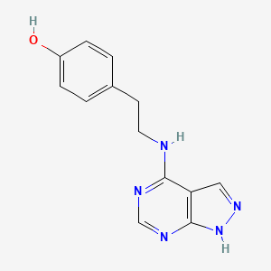 molecular formula C13H13N5O B2873398 4-(2-((1H-pyrazolo[3,4-d]pyrimidin-4-yl)amino)ethyl)phenol CAS No. 1021023-73-3