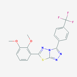 molecular formula C18H13F3N4O2S B287341 6-(2,3-Dimethoxyphenyl)-3-[4-(trifluoromethyl)phenyl][1,2,4]triazolo[3,4-b][1,3,4]thiadiazole 