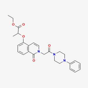 molecular formula C26H29N3O5 B2873412 Ethyl 2-[1-oxo-2-[2-oxo-2-(4-phenylpiperazin-1-yl)ethyl]isoquinolin-5-yl]oxypropanoate CAS No. 868224-30-0