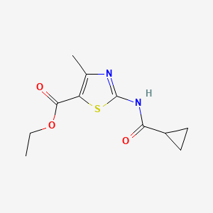 molecular formula C11H14N2O3S B2873414 2-(环丙烷甲酰胺)-4-甲基噻唑-5-羧酸乙酯 CAS No. 476278-68-9