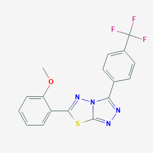 molecular formula C17H11F3N4OS B287343 Methyl 2-{3-[4-(trifluoromethyl)phenyl][1,2,4]triazolo[3,4-b][1,3,4]thiadiazol-6-yl}phenyl ether 