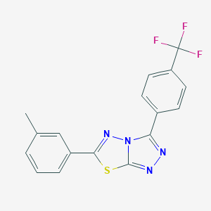 molecular formula C17H11F3N4S B287344 6-(3-Methylphenyl)-3-[4-(trifluoromethyl)phenyl][1,2,4]triazolo[3,4-b][1,3,4]thiadiazole 