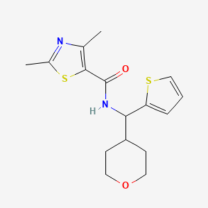 molecular formula C16H20N2O2S2 B2873443 2,4-dimethyl-N-[(oxan-4-yl)(thiophen-2-yl)methyl]-1,3-thiazole-5-carboxamide CAS No. 2097895-87-7