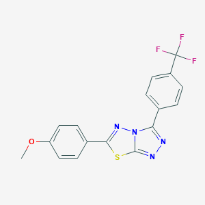 molecular formula C17H11F3N4OS B287346 Methyl 4-{3-[4-(trifluoromethyl)phenyl][1,2,4]triazolo[3,4-b][1,3,4]thiadiazol-6-yl}phenyl ether 