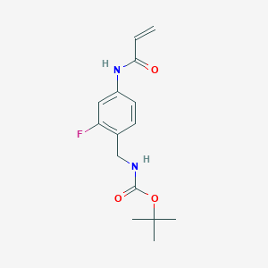 molecular formula C15H19FN2O3 B2873473 Tert-butyl N-[[2-fluoro-4-(prop-2-enoylamino)phenyl]methyl]carbamate CAS No. 2411240-08-7