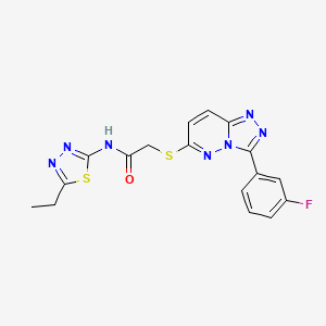 molecular formula C17H14FN7OS2 B2873474 N-(5-ethyl-1,3,4-thiadiazol-2-yl)-2-((3-(3-fluorophenyl)-[1,2,4]triazolo[4,3-b]pyridazin-6-yl)thio)acetamide CAS No. 852375-06-5
