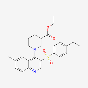 molecular formula C26H30N2O4S B2873479 Ethyl 1-(3-((4-ethylphenyl)sulfonyl)-6-methylquinolin-4-yl)piperidine-3-carboxylate CAS No. 899356-11-7