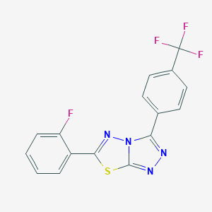 molecular formula C16H8F4N4S B287348 6-(2-Fluorophenyl)-3-[4-(trifluoromethyl)phenyl][1,2,4]triazolo[3,4-b][1,3,4]thiadiazole 