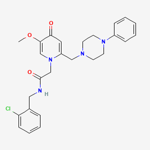 molecular formula C26H29ClN4O3 B2873482 N-(2-chlorobenzyl)-2-(5-methoxy-4-oxo-2-((4-phenylpiperazin-1-yl)methyl)pyridin-1(4H)-yl)acetamide CAS No. 921481-54-1