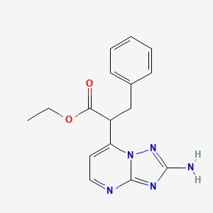 molecular formula C16H17N5O2 B2873485 Ethyl 2-(2-amino[1,2,4]triazolo[1,5-a]pyrimidin-7-yl)-3-phenylpropanoate CAS No. 477869-91-3