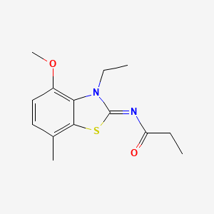 N-(3-ethyl-4-methoxy-7-methyl-1,3-benzothiazol-2-ylidene)propanamide