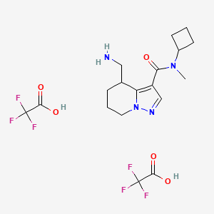 molecular formula C18H24F6N4O5 B2873501 4-(Aminomethyl)-N-cyclobutyl-N-methyl-4,5,6,7-tetrahydropyrazolo[1,5-a]pyridine-3-carboxamide;2,2,2-trifluoroacetic acid CAS No. 2241141-86-4