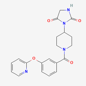 molecular formula C20H20N4O4 B2873504 3-(1-(3-(Pyridin-2-yloxy)benzoyl)piperidin-4-yl)imidazolidine-2,4-dione CAS No. 2034469-83-3