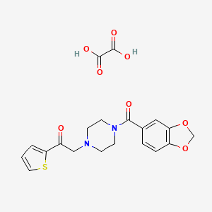 molecular formula C20H20N2O8S B2873512 2-(4-(Benzo[d][1,3]dioxole-5-carbonyl)piperazin-1-yl)-1-(thiophen-2-yl)ethanone oxalate CAS No. 1351634-21-3