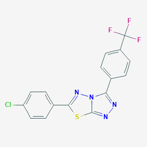 molecular formula C16H8ClF3N4S B287352 6-(4-Chlorophenyl)-3-[4-(trifluoromethyl)phenyl][1,2,4]triazolo[3,4-b][1,3,4]thiadiazole 