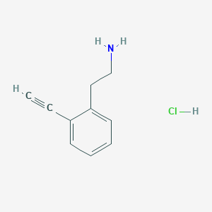 molecular formula C10H12ClN B2873529 2-(2-乙炔基苯基)乙胺；盐酸盐 CAS No. 2413884-05-4
