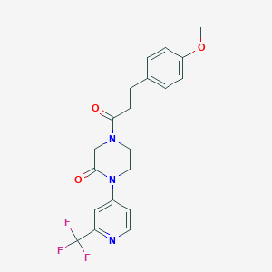 molecular formula C20H20F3N3O3 B2873538 4-[3-(4-Methoxyphenyl)propanoyl]-1-[2-(trifluoromethyl)pyridin-4-yl]piperazin-2-one CAS No. 2380172-58-5