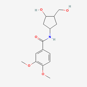 molecular formula C15H21NO5 B2873540 N-(3-hydroxy-4-(hydroxymethyl)cyclopentyl)-3,4-dimethoxybenzamide CAS No. 1421522-45-3