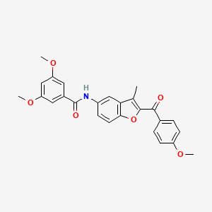 molecular formula C26H23NO6 B2873542 3,5-二甲氧基-N-[2-(4-甲氧基苯甲酰)-3-甲基-1-苯并呋喃-5-基]苯甲酰胺 CAS No. 929440-35-7