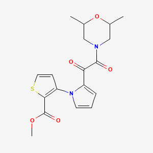 molecular formula C18H20N2O5S B2873546 3-{2-[2-(2,6-二甲基吗啉)-2-氧代乙酰]-1H-吡咯-1-基}-2-噻吩甲酸甲酯 CAS No. 477857-75-3