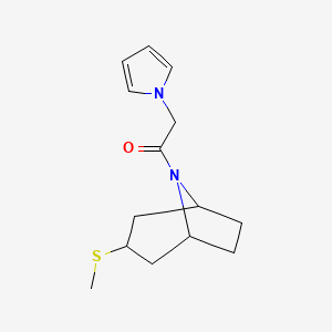 molecular formula C14H20N2OS B2873566 1-((1R,5S)-3-(methylthio)-8-azabicyclo[3.2.1]octan-8-yl)-2-(1H-pyrrol-1-yl)ethanone CAS No. 1705692-58-5