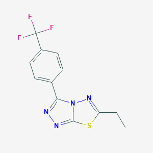 molecular formula C12H9F3N4S B287357 6-Ethyl-3-[4-(trifluoromethyl)phenyl][1,2,4]triazolo[3,4-b][1,3,4]thiadiazole 