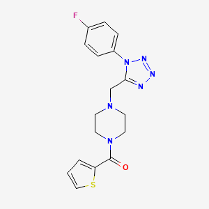 molecular formula C17H17FN6OS B2873573 (4-((1-(4-氟苯基)-1H-四唑-5-基)甲基)哌嗪-1-基)(噻吩-2-基)甲酮 CAS No. 1040651-19-1