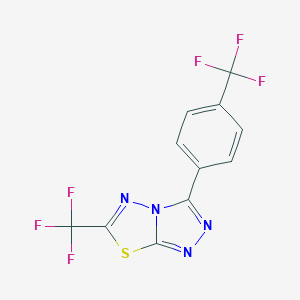 molecular formula C11H4F6N4S B287358 6-(Trifluoromethyl)-3-[4-(trifluoromethyl)phenyl][1,2,4]triazolo[3,4-b][1,3,4]thiadiazole 