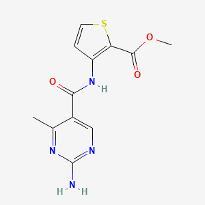 molecular formula C12H12N4O3S B2873581 Methyl 3-{[(2-amino-4-methyl-5-pyrimidinyl)carbonyl]amino}-2-thiophenecarboxylate CAS No. 339020-63-2