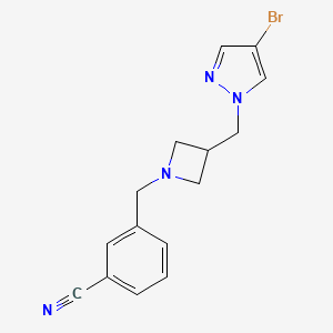 molecular formula C15H15BrN4 B2873585 3-({3-[(4-溴-1H-吡唑-1-基)甲基]氮杂环丁-1-基}甲基)苯甲腈 CAS No. 2415553-84-1