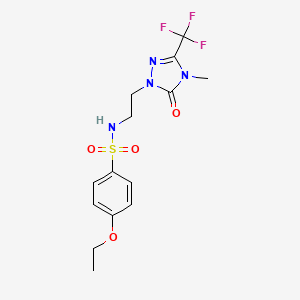 molecular formula C14H17F3N4O4S B2873587 4-ethoxy-N-(2-(4-methyl-5-oxo-3-(trifluoromethyl)-4,5-dihydro-1H-1,2,4-triazol-1-yl)ethyl)benzenesulfonamide CAS No. 1421463-80-0