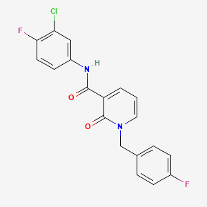 molecular formula C19H13ClF2N2O2 B2873594 N-(3-chloro-4-fluorophenyl)-1-(4-fluorobenzyl)-2-oxo-1,2-dihydropyridine-3-carboxamide CAS No. 946246-38-4