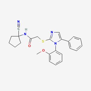 molecular formula C24H24N4O2S B2873599 N-(1-cyanocyclopentyl)-2-[1-(2-methoxyphenyl)-5-phenylimidazol-2-yl]sulfanylacetamide CAS No. 871211-96-0